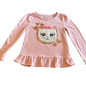 Catherine Malandrino Size Small (5/6) Fuzzy Cat Shirt with Sequins & Ruffle!